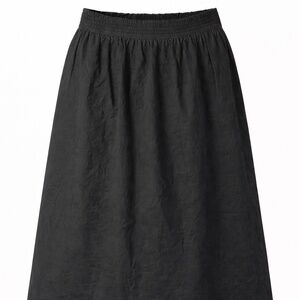 Old Navy Womens XXL Black Cotton Midi Skirt Elastic Waist Casual Pull On NWT